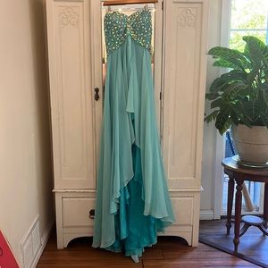 Morilee Paparazzi Strapless Aqua Formal/Prom Dress, size 10 nwt